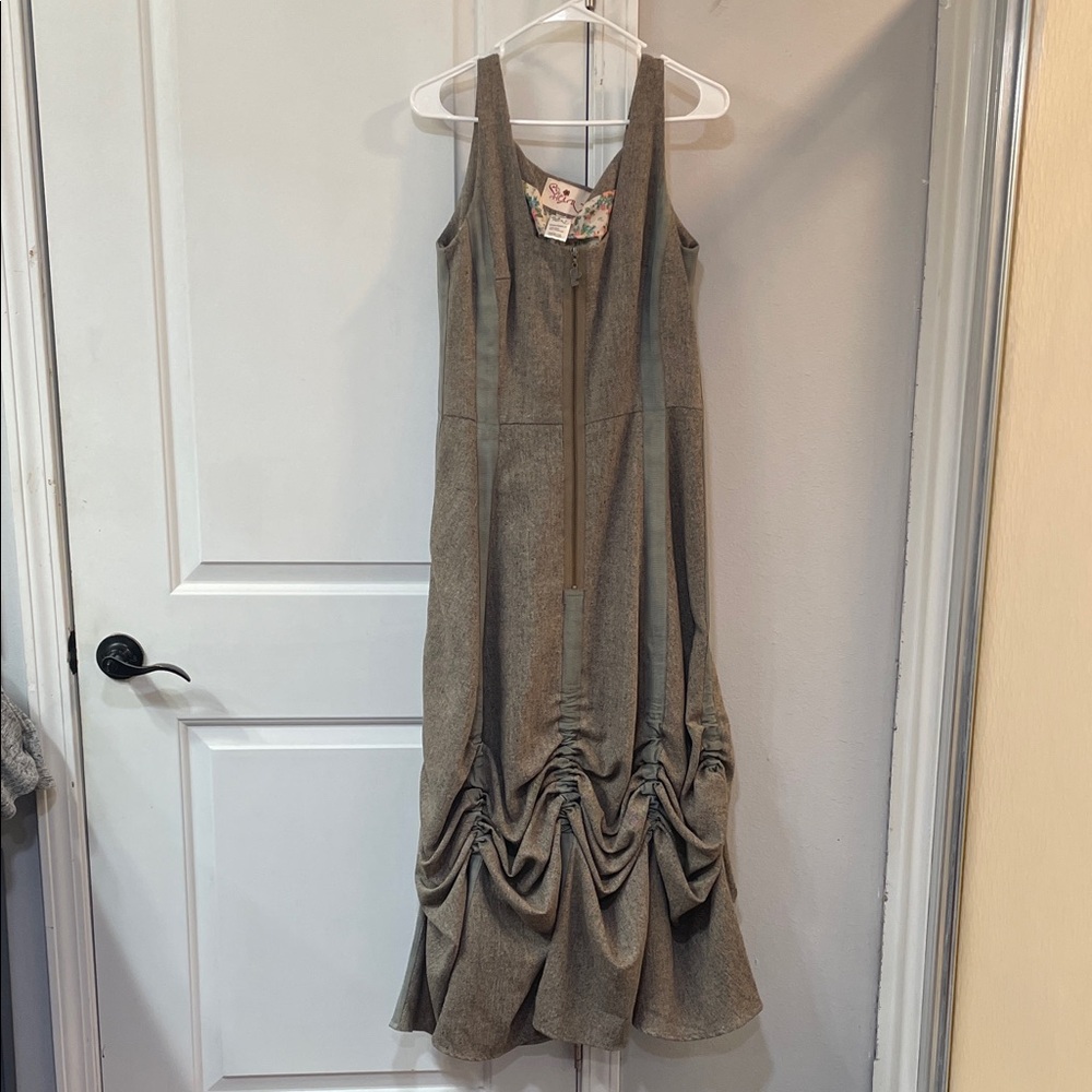 Elegant vintage style brown Sleeveless Dress